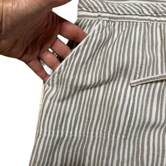Joan Vass New York Women's Linen Blend Tan Striped Pants Trousers Size Large - Picture 4 of 10